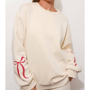 Women's Happily Yours Bow Sweatshirt - Pretty Garbage - 1 of 4