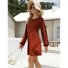 Ribbed Knit Dresses Fall Dress Long Sleeve Holiday Dresses Outfits Crew Neck Casual Winter Dresses - 3 of 4