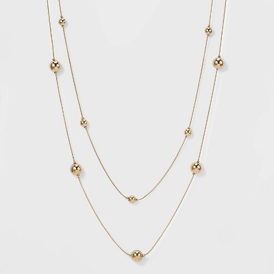 Two Row Brass Bead Station Necklace - A New Day™ Gold
