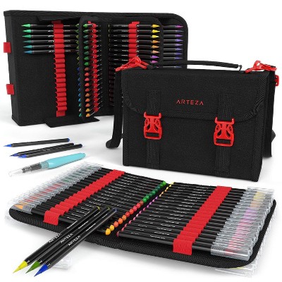 Arteza Blendable Ink Real Brush Tip Artist Brush Pens Set with Travel Case, Assorted Colors, Non-Toxic - 96 Colors (ARTZ-8340)