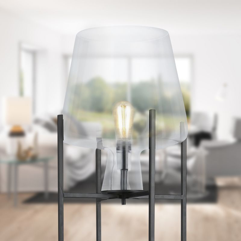 61&#34; Nadia Black Metal and Clear Glass Bowl Modern Floor Lamp - River of Goods, 3 of 9