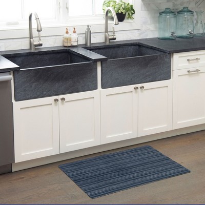 SoHome Blue Striped Low Profile Non-Slip Kitchen Mat