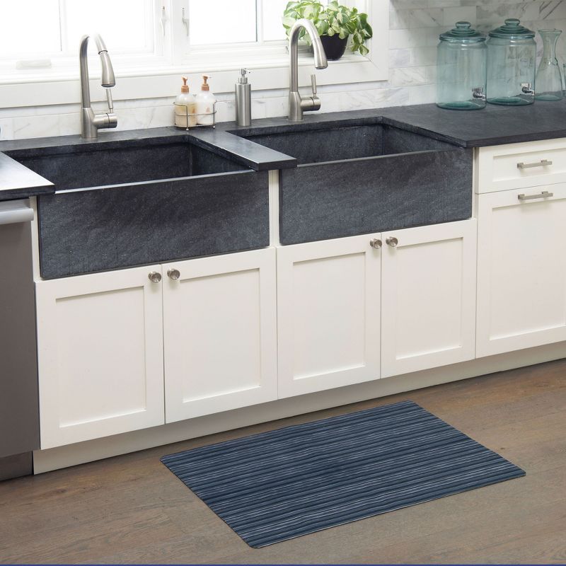 SoHome Smooth Step Striped Machine Washable Low Profile Stain Resistant Non-Slip Versatile Utility Kitchen Mat, 2 of 9