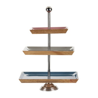 3 Tier 20" Wood Enamel Stand Brown - Olivia & May