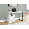 Monarch Specialties Computer Desk Home Office Laptop Left Right Set-Up Storage Drawers  Metal Laminate White Marble Look Black Contemporary Modern - 2 of 4