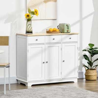 NicBex 39.8"/45.25" Modern 3-Doors Sideboard,Kitchen Storage Cabinets with Drawers and Adjustable Shelf for Kitchen and Dining Room