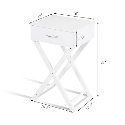 White MDF X-Shape Leg 1-Drawer Nightstand