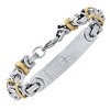 Steeltime Men's two tone stainless steel and 18k gold plated byzantine link Lords prayer id bracelet - 2 of 4