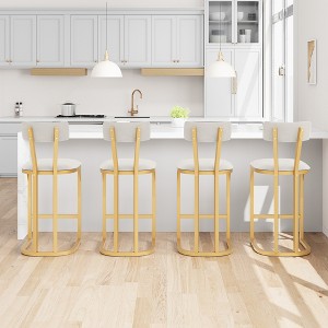 Garvee Bar Stools Set, Counter Height Bar Stools with Soft Velvet Upholstery & Metal Legs, Kitchen Island Stools with Back for Home Bar - 1 of 4
