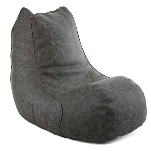 5'2 Ohnstad Modern Toned Fabric/faux Leather Bean Bag Light Gray/coffee  Brown - Christopher Knight Home : Target