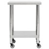 vidaXL Kitchen Work Table with Wheels 23.6"x17.7"x33.5" Stainless Steel - 3 of 4