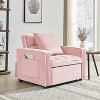 QingMoon 3 in 1 Sleeper Sofa Chair Bed, Velvet Convertible Single Sofa, 3 Level Adjustable Backrest, with Storage Pockets and Toss Pillows - 2 of 4