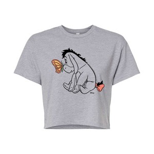 Women's - Disney - Eeyore And Butterfly Cropped Graphic T-Shirt - 1 of 4