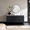 LuxenHome Black Manufactured Wood 58.5-Inch Wide 2-Door 3-Drawer Sideboard Cabinet with Laminated Marble Top - 2 of 4