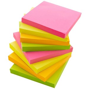 BAZIC Products® Stick On Notes, 3" x 3", Neon, 90 Sheets, Pack of 12 - 1 of 4