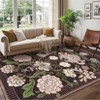 10'x13' Washable Botanical Floral Print Living Room Rugs Retro Accent Vintage Throw Carpet for Bedroom Dining Room, Purple - 3 of 4