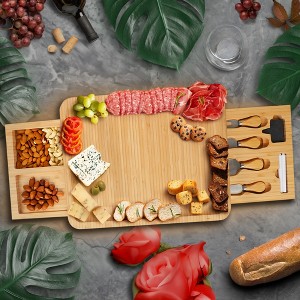 Bambüsi Charcuterie Board: Double Drawer Large Cheese Board - Large Serving Platter, Wedding Gifts, Housewarming Gift Birthday Gifts for Women or Men - 1 of 2