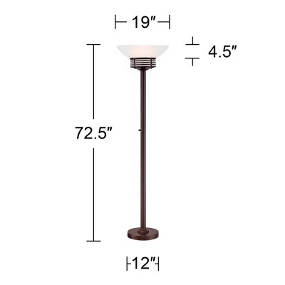 Bronze Torchiere Floor Lamp with Frosted Glass Shade