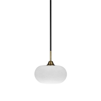 Toltec Lighting Paramount 1 - Light Pendant in  Matte Black/Brass with 10" White Muslin Shade