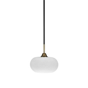 Toltec Lighting Paramount 1 - Light Pendant in  Matte Black/Brass with 10" White Muslin Shade - 1 of 1