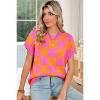 I AM A FASHION JUNKY Strawberry Pink Colorblock Plaid Knit Dolman Sweater Vest - 4 of 4