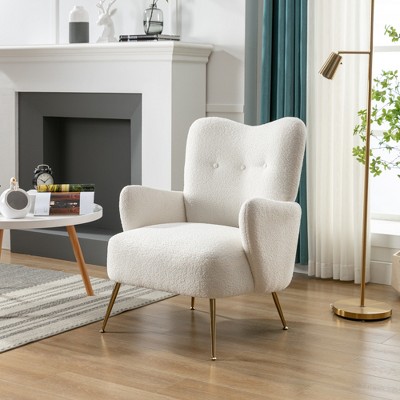 Mid-century Upholstered Accent Chair, Arm Chair With Lumbar Pillow And  Metal Legs-modernluxe : Target