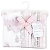 Hudson Baby Infant Girl Cotton Flannel Burp Cloths, Pink Gray Elephant, One Size - 2 of 4