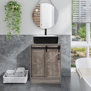 ELECWISH Bathroom Vanity, 24 Inch Barn Door Farmhouse Style Bathroom Vanity, Sliding Door Small Bathroom Vanity Set - 1 of 4