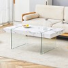 MAYEERTY Coffee Table 43.3X23.6 White Marble MDF Glass Legs Living Room Side Display Table - 2 of 4