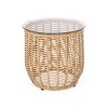 GDFStudio Laguna Outdoor 15.5" Wicker Glass Top Basket Side Table - 2 of 4