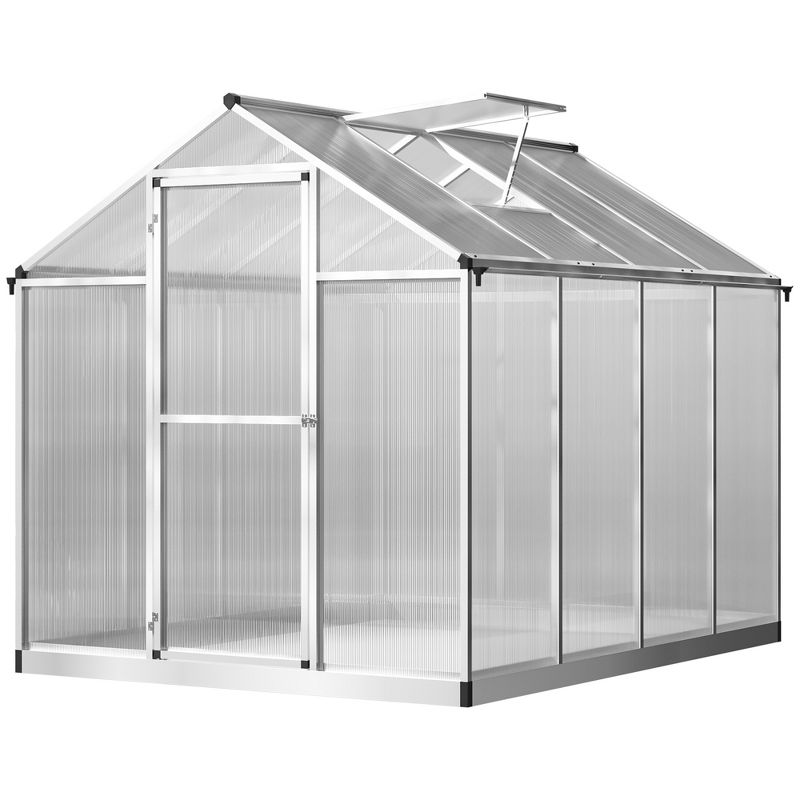 Outsunny Walk-In Polycarbonate Greenhouse with Roof Vent for Ventilation & Rain Gutter, Hobby Greenhouse for Winter, 5 of 13