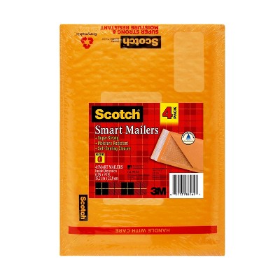 Scotch 4pk 6" x 9" Bubble Smart Mailer