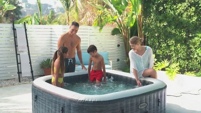 Intex 6-Person Gray Inflatable Square Hot Tub Spa