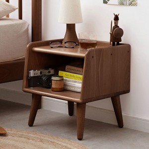 MAYEERTY Solid Wood Nightstand with Open Storage Mid-Century Bedside Cabinet for Bedroom Living Room - 1 of 4