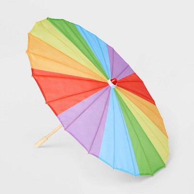 Pride 2.75' Round Outdoor Patio Summer Rainbow Parasol