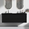 phiestina 60" Walnut Bathroom Vanity with Matt Black Sink, Soft Black Drawers, Wall Mounted, Pre-Assembled - 4 of 4