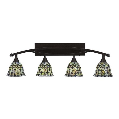 Toltec Lighting Bow 4 - Light Vanity in  Bronze with 7" Crescent Art Glass Shade
