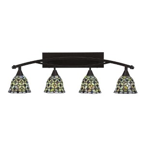 Toltec Lighting Bow 4 - Light Vanity in  Bronze with 7" Crescent Art Glass Shade - 1 of 1