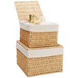 Juvale Juvale 2-Pack Storage Basket with Lids, Wicker Shelf Baskets for Bathroom Organization and Home Décor (2 Sizes)