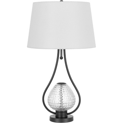 Cal Lighting Forssa 100W 3 Way Table lamp with 2W LED Night Light in Glass and Metal Base.