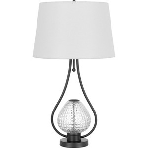 Cal Lighting Forssa 100W 3 Way Table lamp with 2W LED Night Light in Glass and Metal Base. - 1 of 4