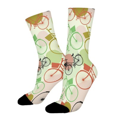 Color Bicycle Women Printed Crew Socks Funny Funky Socks Soft Polyester Novelty Gifts for Artists Men