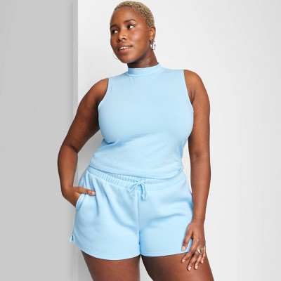 Women's Mock Turtleneck Tiny Tank Top - Wild Fable™ Light Blue Xxl