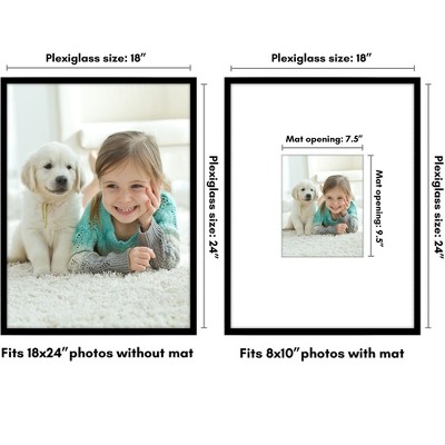 Black Manufactured Wood 18x24 Picture Frame with Oversized Mat