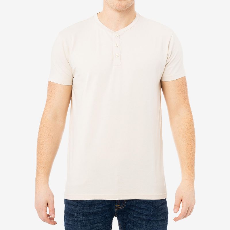X RAY Men's Basic Henley Neck Short Sleeve T-Shirt, 1 of 4