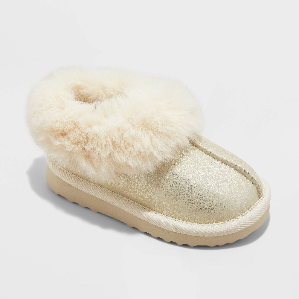 Toddler Piper Faux Fur Cuff Scuff Slippers - Cat & Jack™ Gold 5