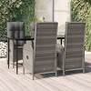 vidaXL 5 Piece Patio Dining Set with Cushions Black and Gray Poly Rattan - 63" Table Length Gray 4x Chair + Table - 2 of 4
