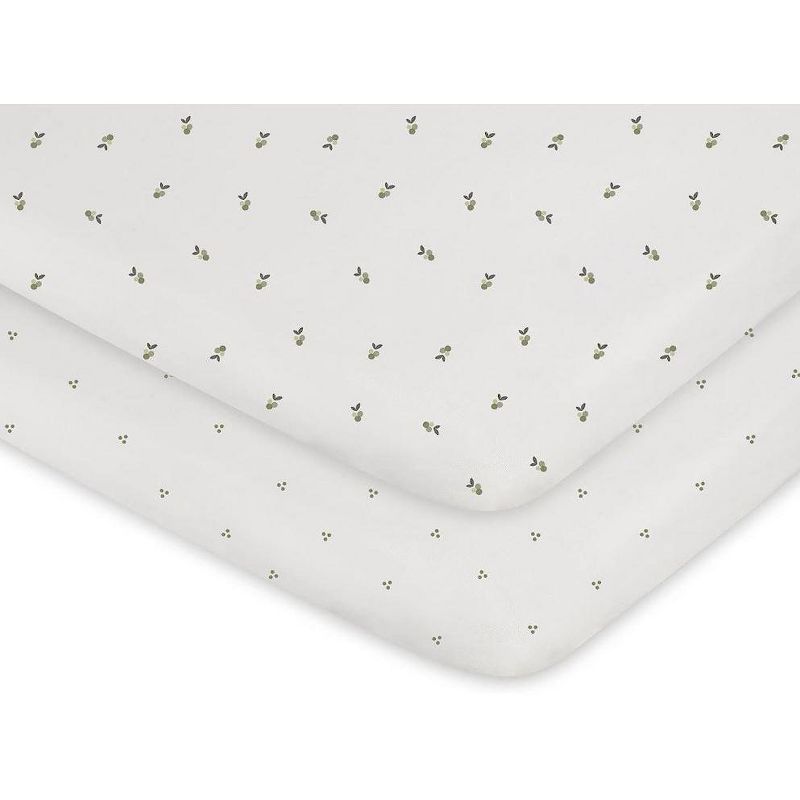 Ely's & Co. Waterproof Bassinet Sheet Set -Berry and Cluster Dot Sage 2 Pack, 5 of 6