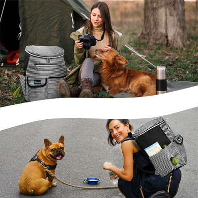 Stripe Black Airline Approved Dog Travel Backpack with Food Containers