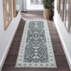 Wasshable Vintage Distressed Floral Print Living Room Bedroom Area Rug, Chenille Non Slip Floor Carpet for Dining Room Home Office - 3 of 4
